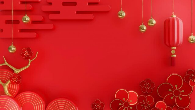 Chinese new year background animation, 3d rendering