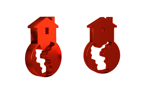 Red Shelter for homeless icon isolated on transparent background. Emergency housing, temporary residence for people, bums and beggars without home.