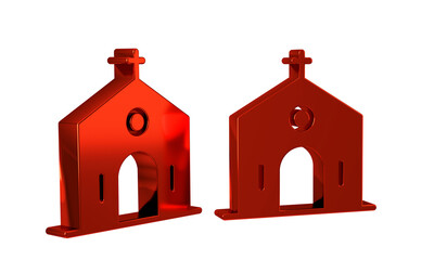 Red Church building icon isolated on transparent background. Christian Church. Religion of church.