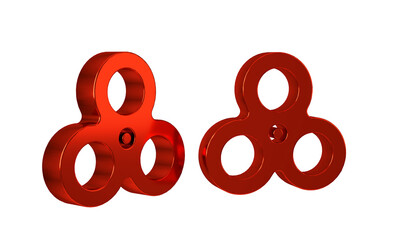 Red Fidget spinner icon isolated on transparent background. Stress relieving toy. Trendy hand...