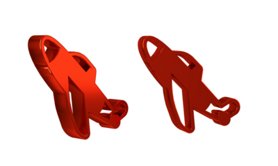 Red Toy plane icon isolated on transparent background. Flying airplane icon. Airliner sign.