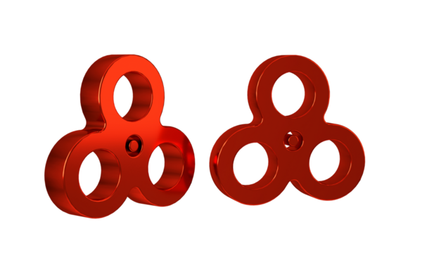 Red Fidget spinner icon isolated on transparent background. Stress relieving toy. Trendy hand spinner.
