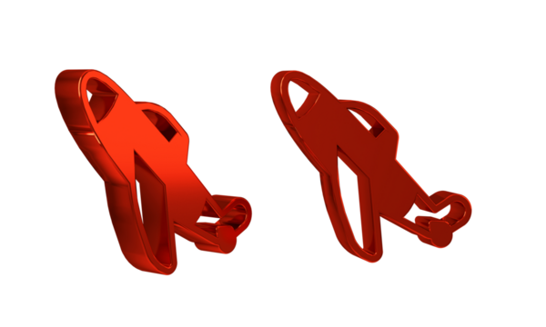 Red Toy plane icon isolated on transparent background. Flying airplane icon. Airliner sign.