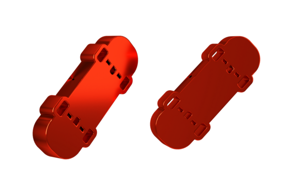 Red Skateboard icon isolated on transparent background. Extreme sport. Sport equipment.