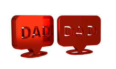 Red Speech bubble dad icon isolated on transparent background. Happy fathers day.
