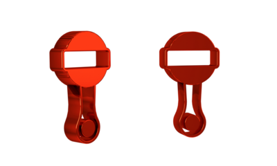 Red Rattle baby toy icon isolated on transparent background. Beanbag sign.