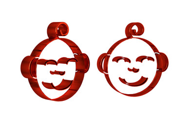Red Happy little boy head icon isolated on transparent background. Face of baby boy.