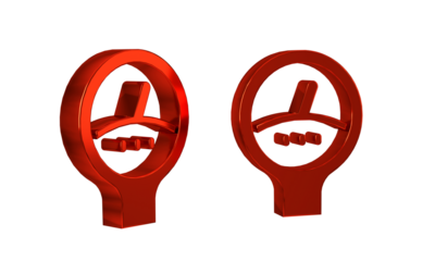 Red Gauge scale icon isolated on transparent background. Satisfaction, temperature, manometer, risk, rating, performance, speed tachometer.