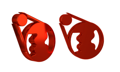 Red Earth globe icon isolated on transparent background. World or Earth sign. Global internet symbol. Geometric shapes.