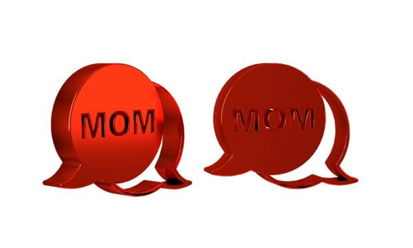 Red Speech bubble mom icon isolated on transparent background. Happy mothers day.