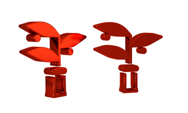 Red Plant breeding icon isolated on transparent background. Plants growing in the test tubes. Organic food ,agriculture and hydroponic.