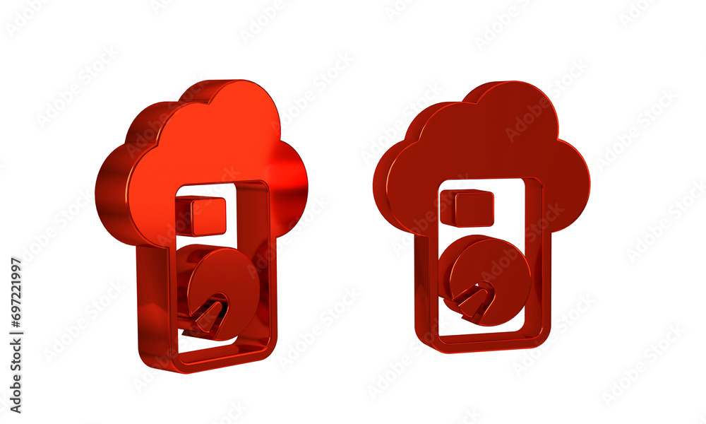 Poster red cloud database icon isolated on transparent background. cloud computing concept. digital service