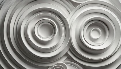 concentric randomly offset white rings or circles steps fading out background wallpaper banner close up flat lay top view from above