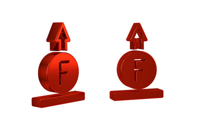 Red Force of physic formula calculation icon isolated on transparent background.