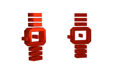 Red Wrist watch icon isolated on transparent background. Wristwatch icon.