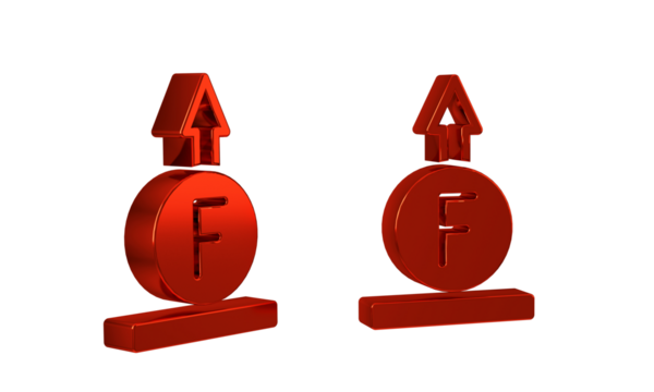 Red Force of physic formula calculation icon isolated on transparent background.