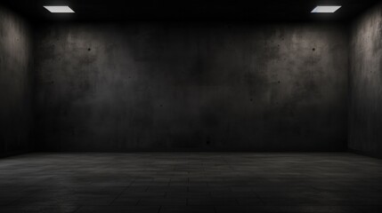 Empty Dark Concrete Room - Great for Creative Project Backgrounds and Virtual Reality Settings
