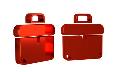 Red Briefcase icon isolated on transparent background. Business case sign. Business portfolio.