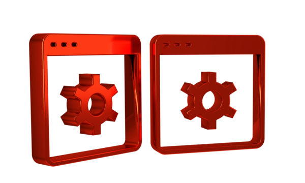 Red Browser setting icon isolated on transparent background. Adjusting, service, maintenance, repair, fixing. - Powered by Adobe