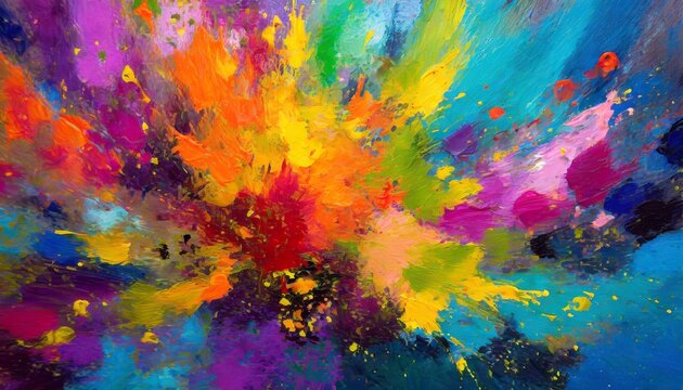 color explosion abstract oil painting generative ai