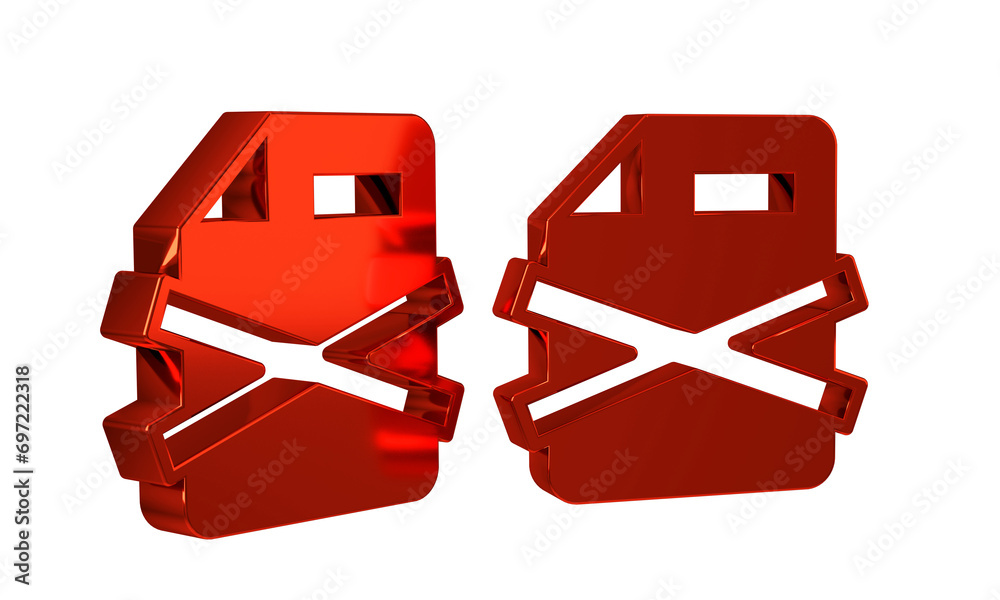 Poster red delete file document icon isolated on transparent background. rejected document icon. cross on p