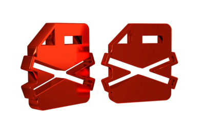 Red Delete file document icon isolated on transparent background. Rejected document icon. Cross on paper.