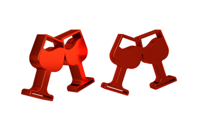 Red Wine glass icon isolated on transparent background. Wineglass sign.