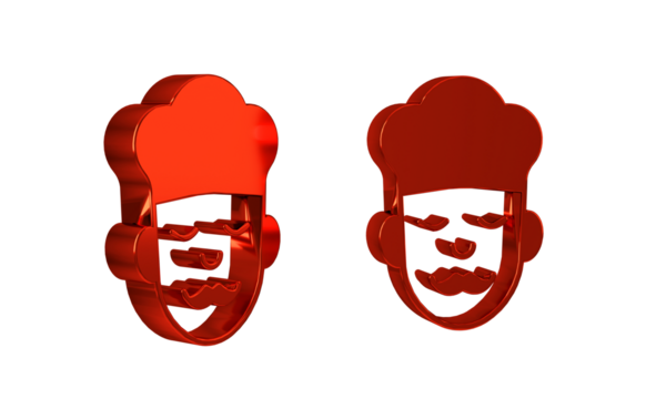 Red Cook icon isolated on transparent background. Chef symbol.
