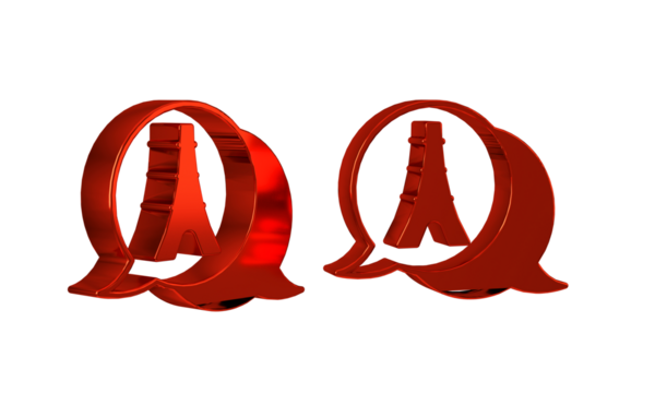 Red Eiffel tower icon isolated on transparent background. France Paris landmark symbol.