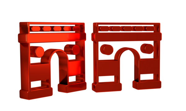 Red Triumphal Arch icon isolated on transparent background. Landmark of Paris, France. - Powered by Adobe