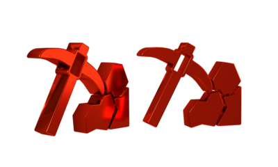 Red Gold mining icon isolated on transparent background.