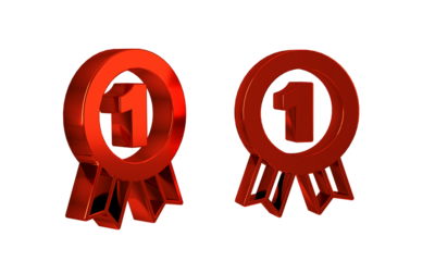 Red Medal icon isolated on transparent background. Winner symbol.