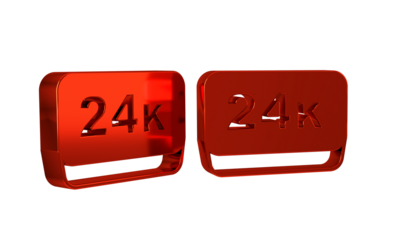 Red Gold bars 24k icon isolated on transparent background. Banking business concept.