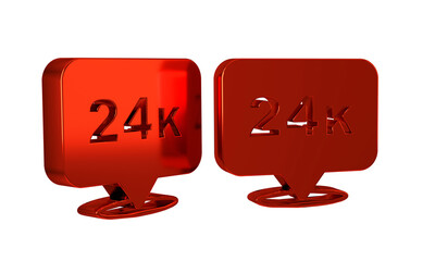 Red Gold bars 24k icon isolated on transparent background. Banking business concept.