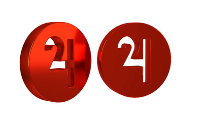 Red Ancient astrological symbol of Jupiter icon isolated on transparent background. Astrology planet. Zodiac and astrology sign. © Vadim