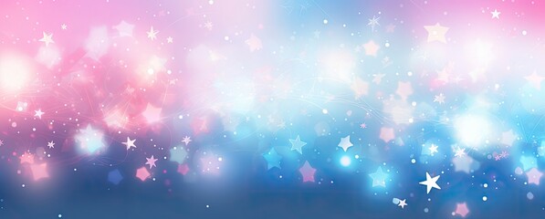 Realistic pink blue pattern bokeh background with stars