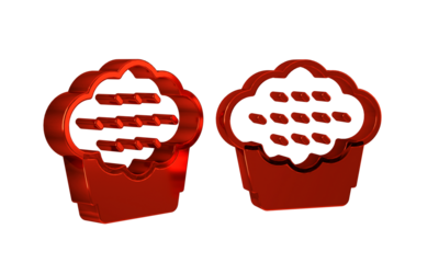 Red Muffin icon isolated on transparent background.