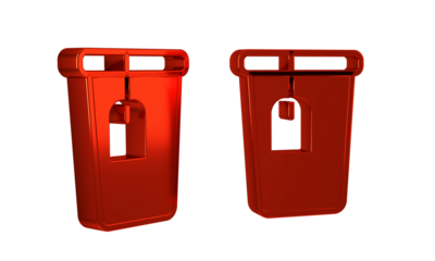 Red Cup with tea bag icon isolated on transparent background.