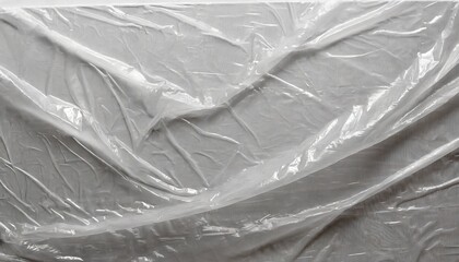 transparant wrinkled plastic white plastic or polyethylene bag texture macro white background