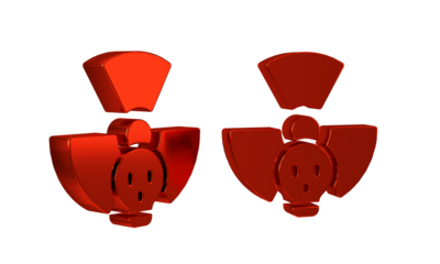 Red Radioactive icon isolated on transparent background. Radioactive toxic symbol. Radiation hazard sign.