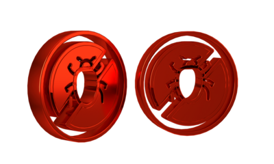 Red Stop colorado beetle icon isolated on transparent background.
