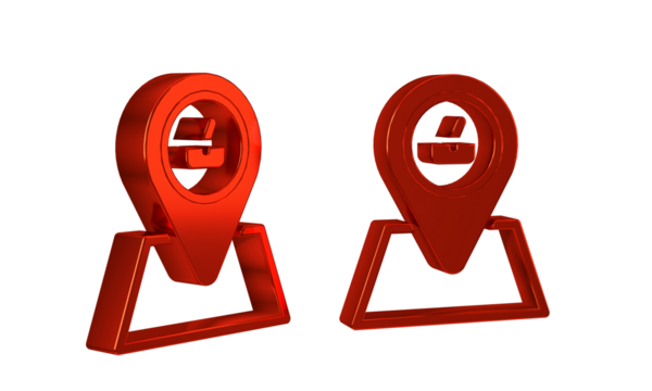 Red Picnic location icon isolated on transparent background.