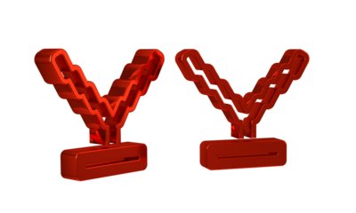 Red Rapper chain icon isolated on transparent background.