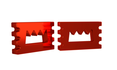 Red Concert ticket icon isolated on transparent background. Concert, party or festival ticket.