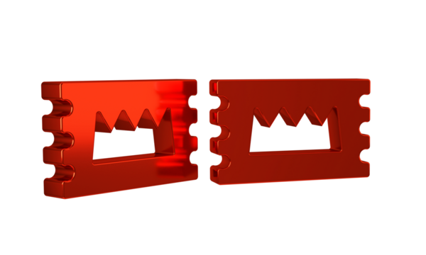 Red Concert ticket icon isolated on transparent background. Concert, party or festival ticket.