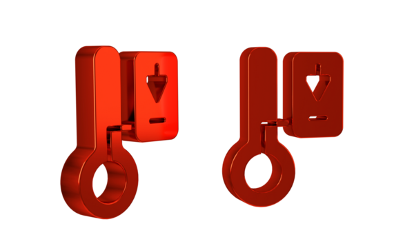 Red Sauna thermometer icon isolated on transparent background. Sauna and bath equipment.