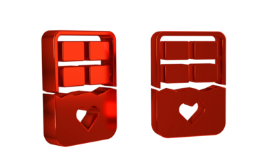 Red Chocolate bar icon isolated on transparent background. Happy Valentines day.