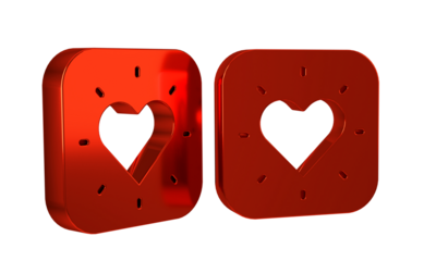 Red Heart icon isolated on transparent background. Romantic symbol linked, join, passion and wedding. Happy Valentines day.