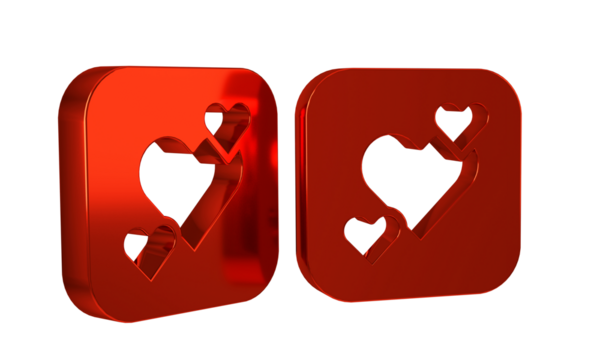 Red Heart icon isolated on transparent background. Romantic symbol linked, join, passion and wedding. Happy Valentines day.