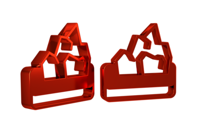 Red Ore mining icon isolated on transparent background.